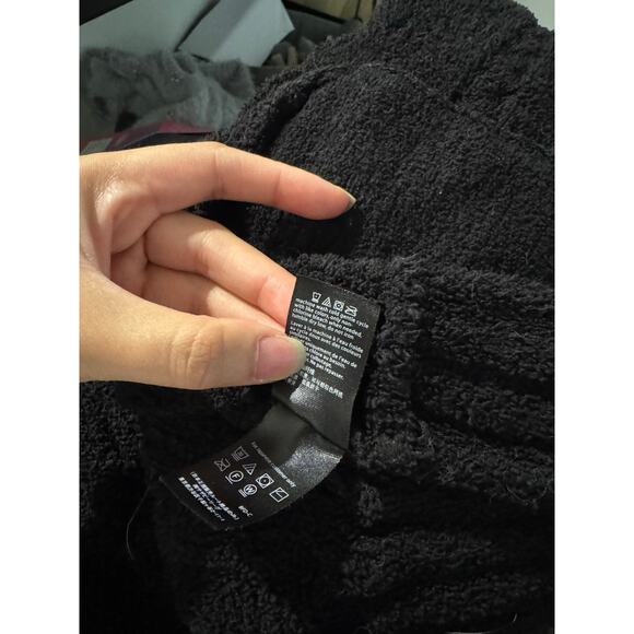 Barefoot Dreams CozyChic Cable Shawl Cardigan Black XS GUC - Picture 5 of 7